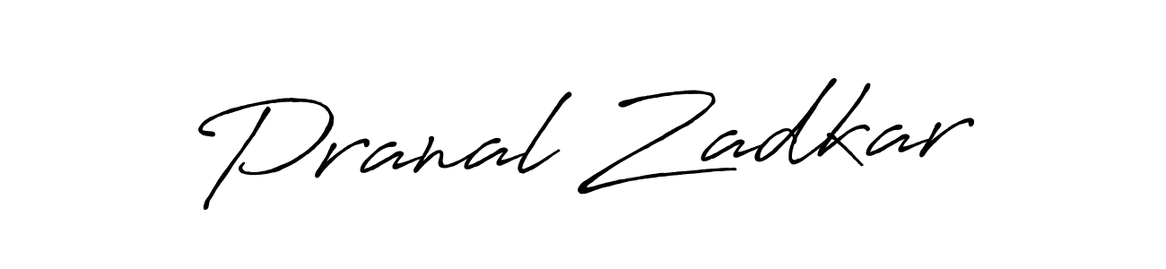 Create a beautiful signature design for name Pranal Zadkar. With this signature (Antro_Vectra_Bolder) fonts, you can make a handwritten signature for free. Pranal Zadkar signature style 7 images and pictures png