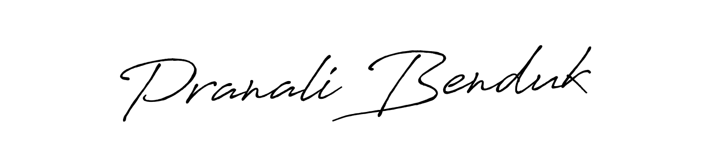 How to make Pranali Benduk name signature. Use Antro_Vectra_Bolder style for creating short signs online. This is the latest handwritten sign. Pranali Benduk signature style 7 images and pictures png