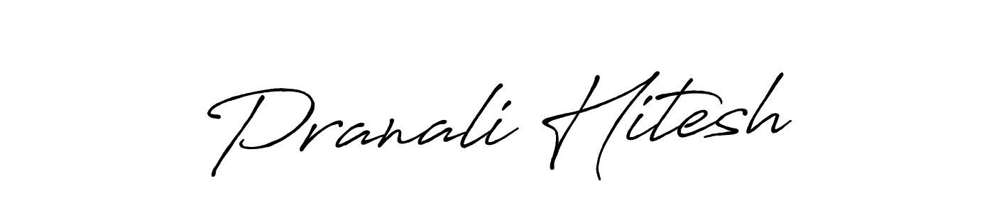 How to make Pranali Hitesh name signature. Use Antro_Vectra_Bolder style for creating short signs online. This is the latest handwritten sign. Pranali Hitesh signature style 7 images and pictures png