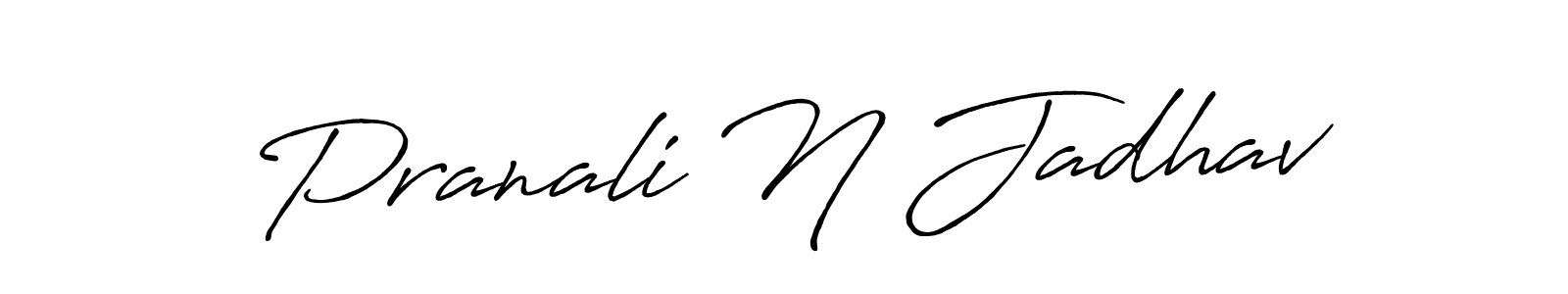 How to make Pranali N Jadhav name signature. Use Antro_Vectra_Bolder style for creating short signs online. This is the latest handwritten sign. Pranali N Jadhav signature style 7 images and pictures png