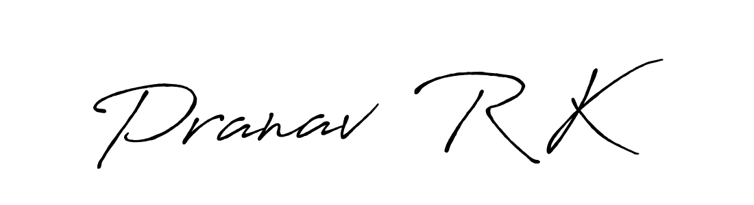 The best way (Antro_Vectra_Bolder) to make a short signature is to pick only two or three words in your name. The name Pranav  R K include a total of six letters. For converting this name. Pranav  R K signature style 7 images and pictures png