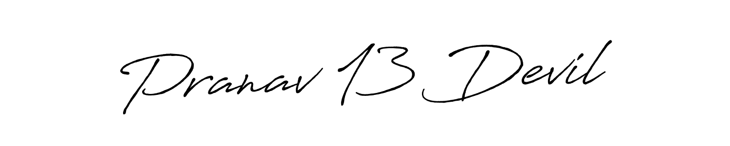 How to make Pranav 13 Devil name signature. Use Antro_Vectra_Bolder style for creating short signs online. This is the latest handwritten sign. Pranav 13 Devil signature style 7 images and pictures png