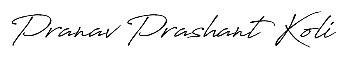 A timeless handwritten aesthetic for Pranav Prashant Koli. The Antro_Vectra_Bolder font gives your signature a handcrafted feel with natural curves. Pranav Prashant Koli signature style 7 images and pictures png