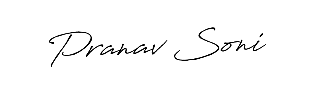 Make a beautiful signature design for name Pranav Soni. With this signature (Antro_Vectra_Bolder) style, you can create a handwritten signature for free. Pranav Soni signature style 7 images and pictures png