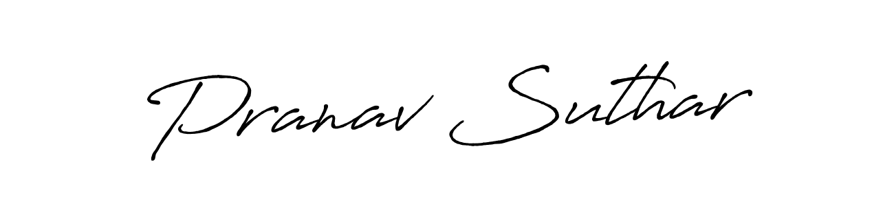 How to make Pranav Suthar name signature. Use Antro_Vectra_Bolder style for creating short signs online. This is the latest handwritten sign. Pranav Suthar signature style 7 images and pictures png