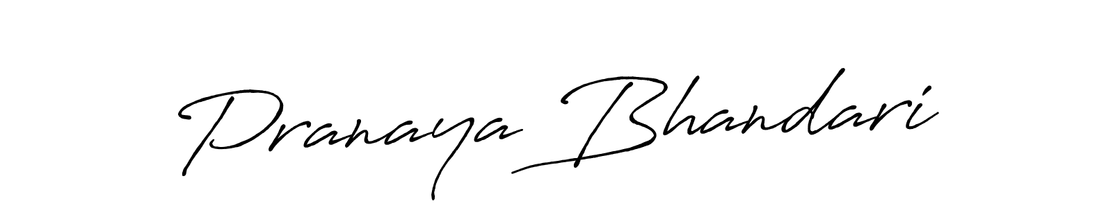 Make a beautiful signature design for name Pranaya Bhandari. With this signature (Antro_Vectra_Bolder) style, you can create a handwritten signature for free. Pranaya Bhandari signature style 7 images and pictures png