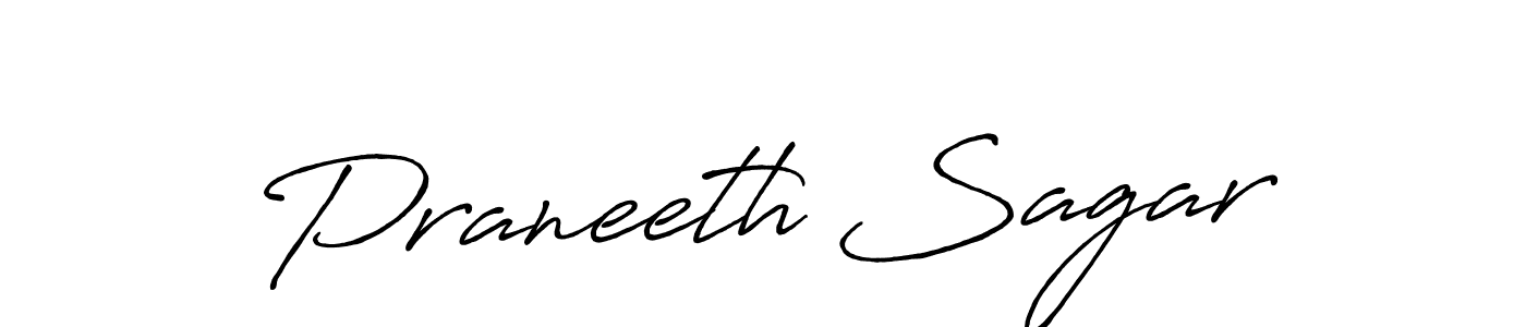 How to make Praneeth Sagar name signature. Use Antro_Vectra_Bolder style for creating short signs online. This is the latest handwritten sign. Praneeth Sagar signature style 7 images and pictures png