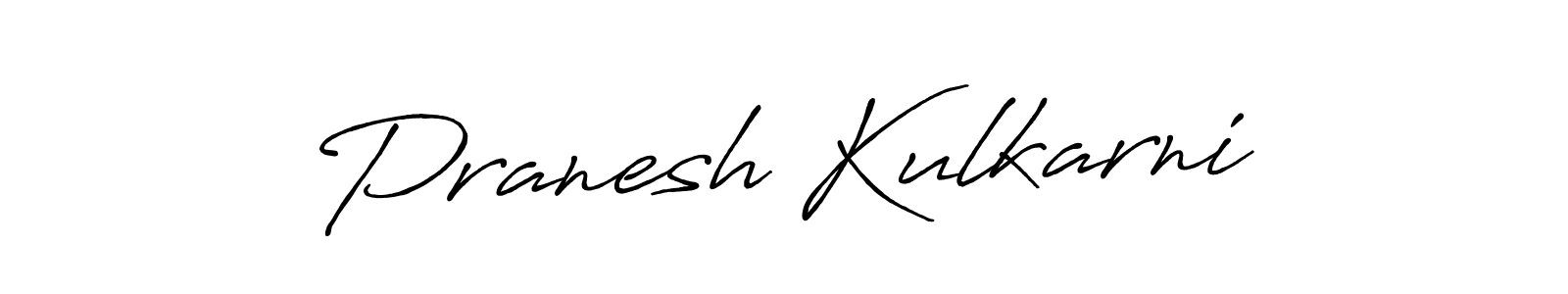 How to make Pranesh Kulkarni name signature. Use Antro_Vectra_Bolder style for creating short signs online. This is the latest handwritten sign. Pranesh Kulkarni signature style 7 images and pictures png