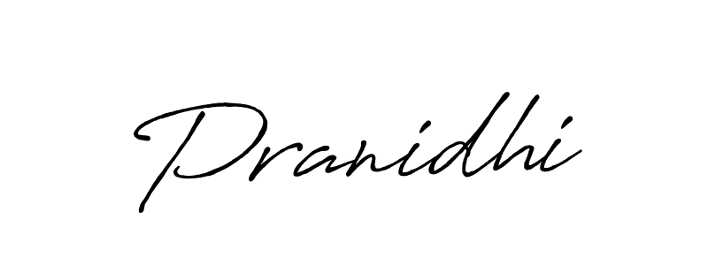 Make a beautiful signature design for name Pranidhi. With this signature (Antro_Vectra_Bolder) style, you can create a handwritten signature for free. Pranidhi signature style 7 images and pictures png