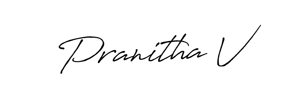 The best way (Antro_Vectra_Bolder) to make a short signature is to pick only two or three words in your name. The name Pranitha V include a total of six letters. For converting this name. Pranitha V signature style 7 images and pictures png