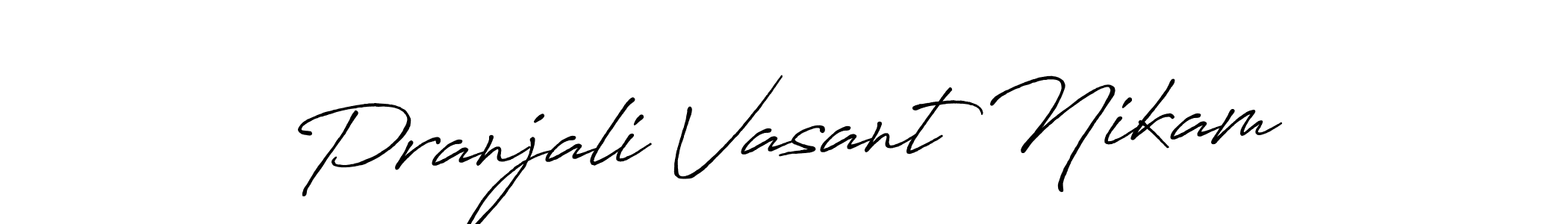How to make Pranjali Vasant Nikam name signature. Use Antro_Vectra_Bolder style for creating short signs online. This is the latest handwritten sign. Pranjali Vasant Nikam signature style 7 images and pictures png