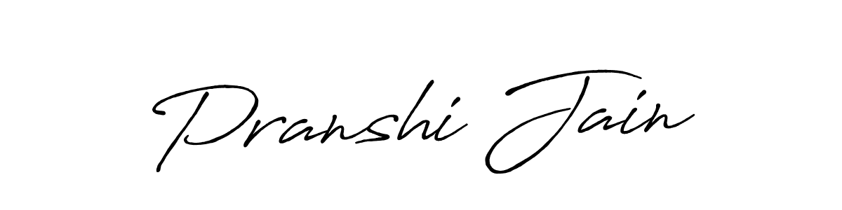 The best way (Antro_Vectra_Bolder) to make a short signature is to pick only two or three words in your name. The name Pranshi Jain include a total of six letters. For converting this name. Pranshi Jain signature style 7 images and pictures png