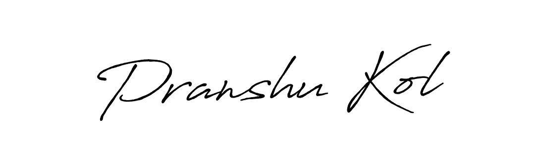 The best way (Antro_Vectra_Bolder) to make a short signature is to pick only two or three words in your name. The name Pranshu Kol include a total of six letters. For converting this name. Pranshu Kol signature style 7 images and pictures png