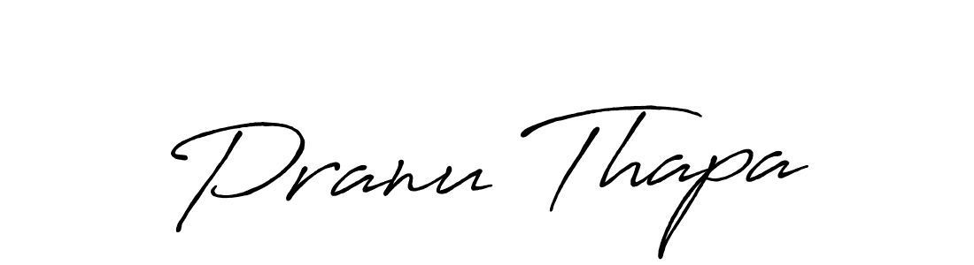 Similarly Antro_Vectra_Bolder is the best handwritten signature design. Signature creator online .You can use it as an online autograph creator for name Pranu Thapa. Pranu Thapa signature style 7 images and pictures png