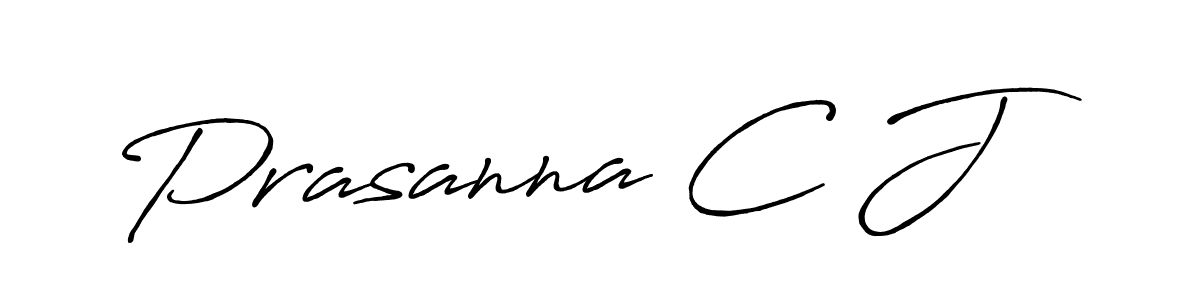 How to make Prasanna C J name signature. Use Antro_Vectra_Bolder style for creating short signs online. This is the latest handwritten sign. Prasanna C J signature style 7 images and pictures png