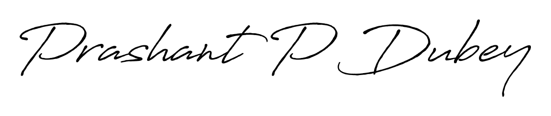 The Antro_Vectra_Bolder handwriting style adds charm and authenticity to name Prashant P Dubey. A wonderful choice for personal thank-you notes. Prashant P Dubey signature style 7 images and pictures png