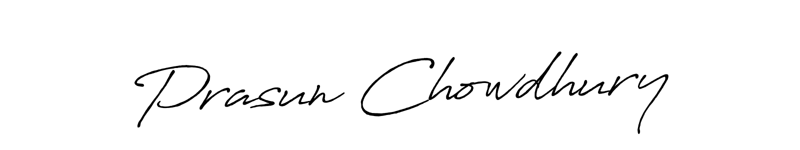 How to make Prasun Chowdhury name signature. Use Antro_Vectra_Bolder style for creating short signs online. This is the latest handwritten sign. Prasun Chowdhury signature style 7 images and pictures png