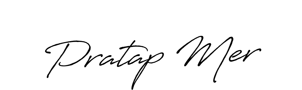 The best way (Antro_Vectra_Bolder) to make a short signature is to pick only two or three words in your name. The name Pratap Mer include a total of six letters. For converting this name. Pratap Mer signature style 7 images and pictures png