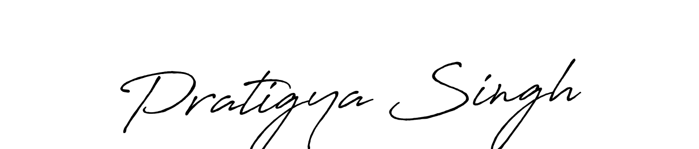How to make Pratigya Singh name signature. Use Antro_Vectra_Bolder style for creating short signs online. This is the latest handwritten sign. Pratigya Singh signature style 7 images and pictures png