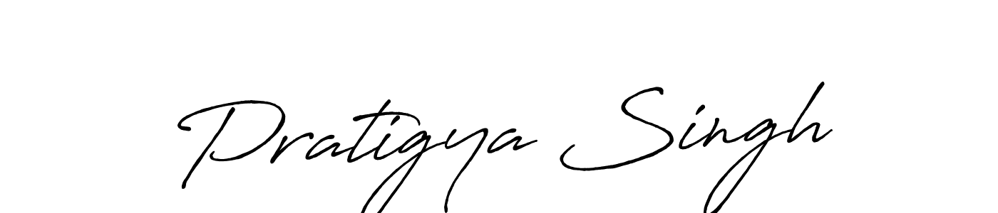 How to make Pratigya Singh name signature. Use Antro_Vectra_Bolder style for creating short signs online. This is the latest handwritten sign. Pratigya Singh signature style 7 images and pictures png