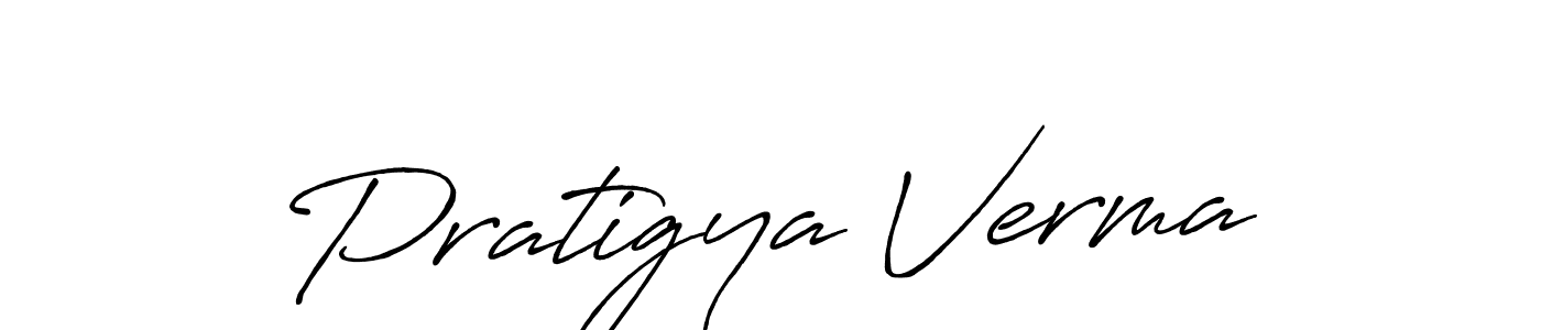 Make a beautiful signature design for name Pratigya Verma. With this signature (Antro_Vectra_Bolder) style, you can create a handwritten signature for free. Pratigya Verma signature style 7 images and pictures png