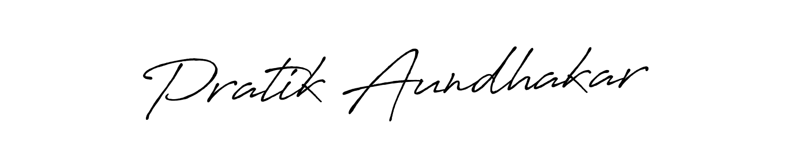 Make a beautiful signature design for name Pratik Aundhakar. With this signature (Antro_Vectra_Bolder) style, you can create a handwritten signature for free. Pratik Aundhakar signature style 7 images and pictures png