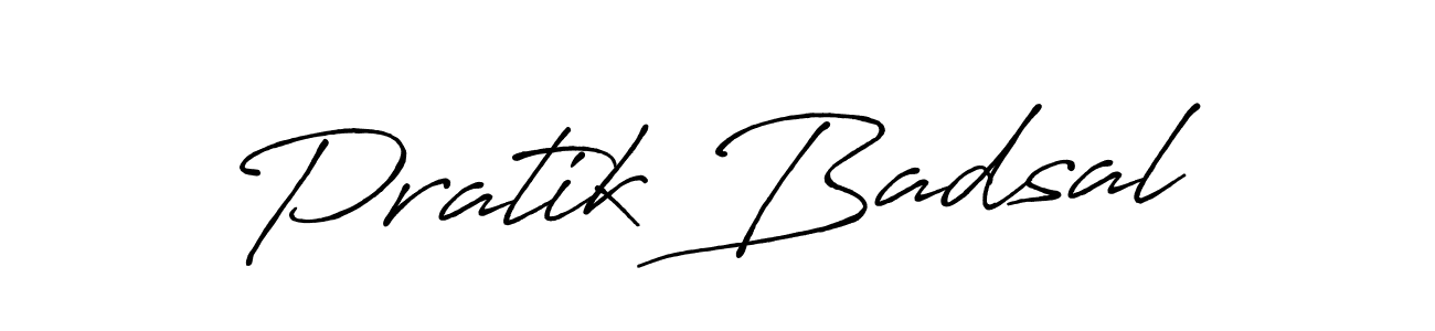 Make a beautiful signature design for name Pratik Badsal. With this signature (Antro_Vectra_Bolder) style, you can create a handwritten signature for free. Pratik Badsal signature style 7 images and pictures png