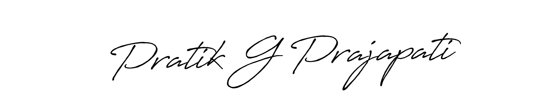 How to make Pratik G Prajapati name signature. Use Antro_Vectra_Bolder style for creating short signs online. This is the latest handwritten sign. Pratik G Prajapati signature style 7 images and pictures png