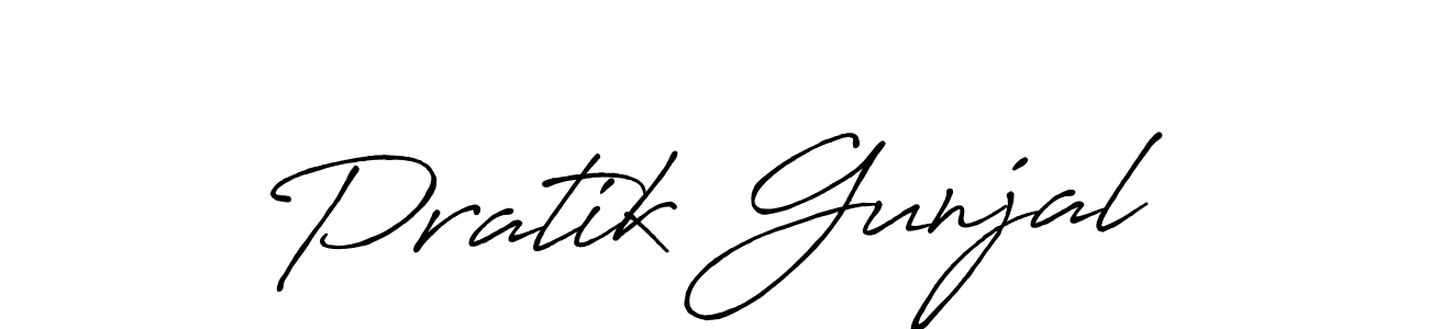 Create a beautiful signature design for name Pratik Gunjal. With this signature (Antro_Vectra_Bolder) fonts, you can make a handwritten signature for free. Pratik Gunjal signature style 7 images and pictures png