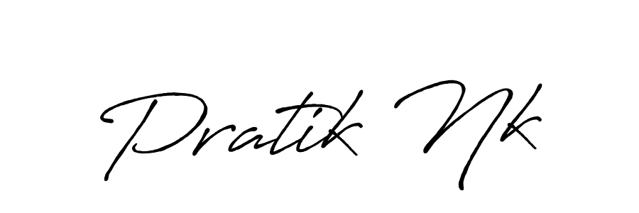 Create a beautiful signature design for name Pratik Nk. With this signature (Antro_Vectra_Bolder) fonts, you can make a handwritten signature for free. Pratik Nk signature style 7 images and pictures png