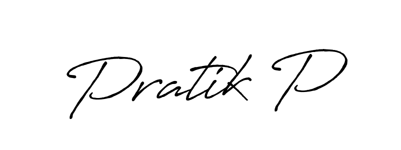How to make Pratik P signature? Antro_Vectra_Bolder is a professional autograph style. Create handwritten signature for Pratik P name. Pratik P signature style 7 images and pictures png