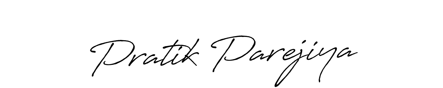 Also we have Pratik Parejiya name is the best signature style. Create professional handwritten signature collection using Antro_Vectra_Bolder autograph style. Pratik Parejiya signature style 7 images and pictures png