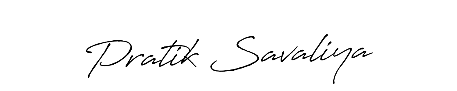 Design your own signature with our free online signature maker. With this signature software, you can create a handwritten (Antro_Vectra_Bolder) signature for name Pratik Savaliya. Pratik Savaliya signature style 7 images and pictures png
