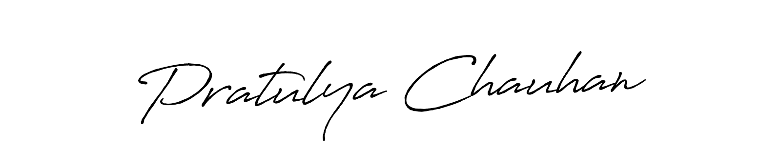 This is the best signature style for the Pratulya Chauhan name. Also you like these signature font (Antro_Vectra_Bolder). Mix name signature. Pratulya Chauhan signature style 7 images and pictures png