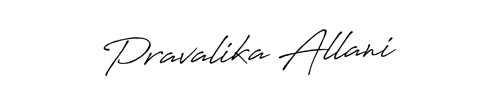 Make a beautiful signature design for name Pravalika Allani. With this signature (Antro_Vectra_Bolder) style, you can create a handwritten signature for free. Pravalika Allani signature style 7 images and pictures png