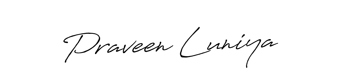 It looks lik you need a new signature style for name Praveen Luniya. Design unique handwritten (Antro_Vectra_Bolder) signature with our free signature maker in just a few clicks. Praveen Luniya signature style 7 images and pictures png