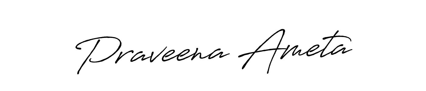 Make a beautiful signature design for name Praveena Ameta. With this signature (Antro_Vectra_Bolder) style, you can create a handwritten signature for free. Praveena Ameta signature style 7 images and pictures png