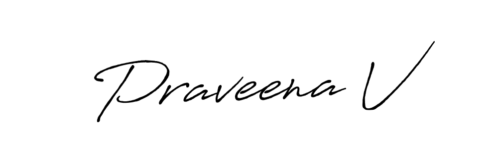 How to make Praveena V name signature. Use Antro_Vectra_Bolder style for creating short signs online. This is the latest handwritten sign. Praveena V signature style 7 images and pictures png