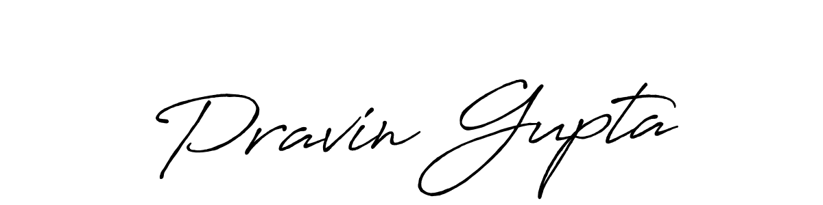 How to make Pravin Gupta name signature. Use Antro_Vectra_Bolder style for creating short signs online. This is the latest handwritten sign. Pravin Gupta signature style 7 images and pictures png