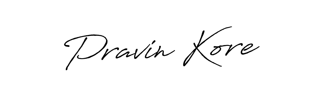 How to make Pravin Kore name signature. Use Antro_Vectra_Bolder style for creating short signs online. This is the latest handwritten sign. Pravin Kore signature style 7 images and pictures png