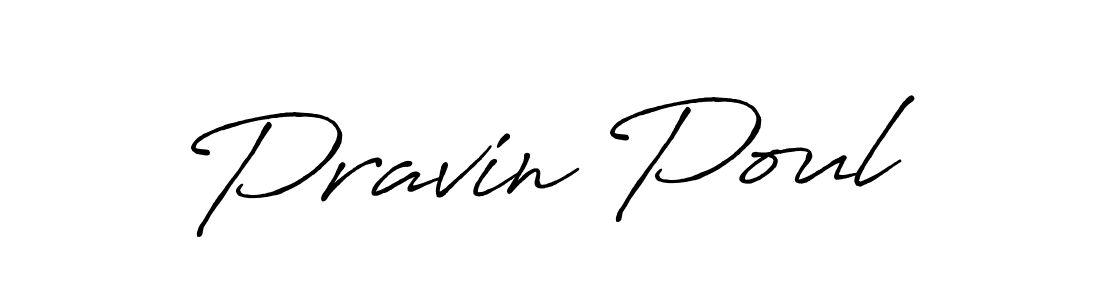 How to make Pravin Poul name signature. Use Antro_Vectra_Bolder style for creating short signs online. This is the latest handwritten sign. Pravin Poul signature style 7 images and pictures png