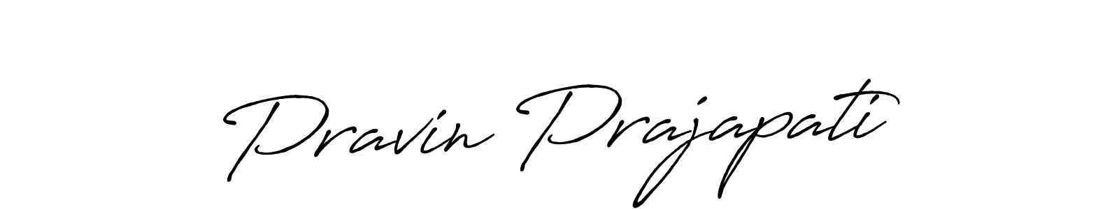 How to make Pravin Prajapati name signature. Use Antro_Vectra_Bolder style for creating short signs online. This is the latest handwritten sign. Pravin Prajapati signature style 7 images and pictures png