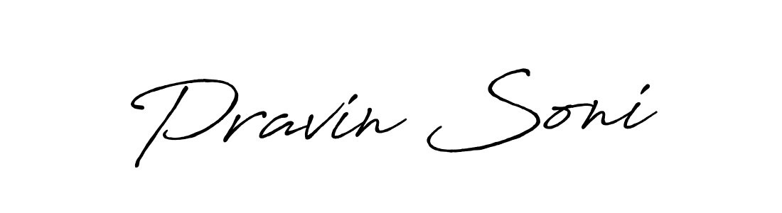 Create a beautiful signature design for name Pravin Soni. With this signature (Antro_Vectra_Bolder) fonts, you can make a handwritten signature for free. Pravin Soni signature style 7 images and pictures png