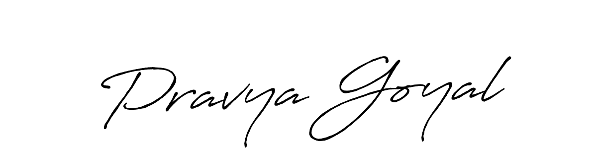 How to make Pravya Goyal name signature. Use Antro_Vectra_Bolder style for creating short signs online. This is the latest handwritten sign. Pravya Goyal signature style 7 images and pictures png