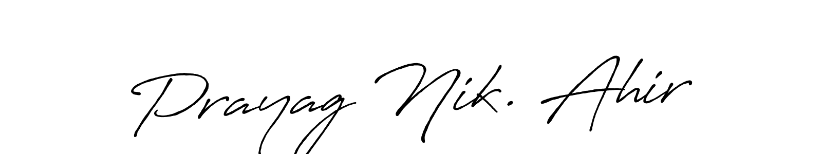 Prayag Nik. Ahir stylish signature style. Best Handwritten Sign (Antro_Vectra_Bolder) for my name. Handwritten Signature Collection Ideas for my name Prayag Nik. Ahir. Prayag Nik. Ahir signature style 7 images and pictures png