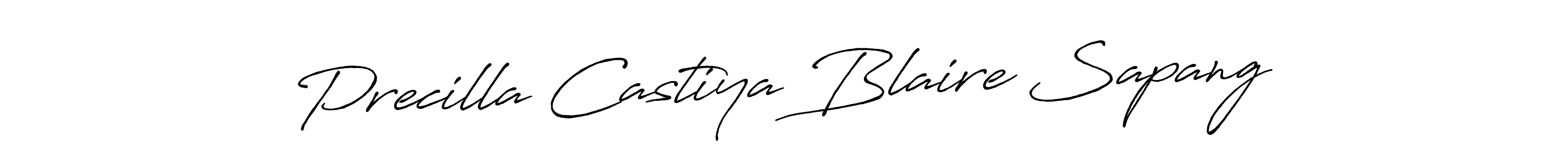 Create a beautiful signature design for name Precilla Castiya Blaire Sapang. With this signature (Antro_Vectra_Bolder) fonts, you can make a handwritten signature for free. Precilla Castiya Blaire Sapang signature style 7 images and pictures png