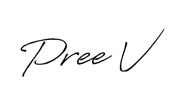 Create a beautiful signature design for name Pree V. With this signature (Antro_Vectra_Bolder) fonts, you can make a handwritten signature for free. Pree V signature style 7 images and pictures png