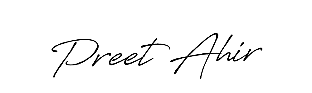 Preet Ahir stylish signature style. Best Handwritten Sign (Antro_Vectra_Bolder) for my name. Handwritten Signature Collection Ideas for my name Preet Ahir. Preet Ahir signature style 7 images and pictures png