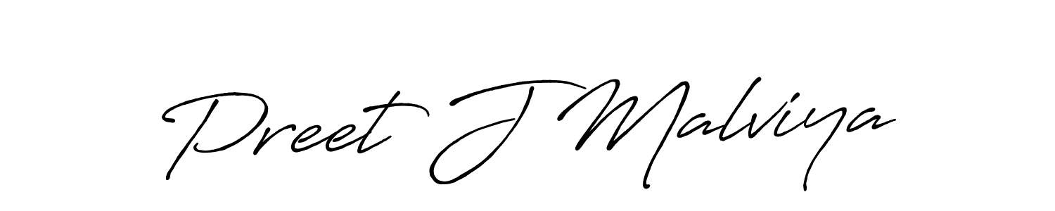 Make a beautiful signature design for name Preet J Malviya. With this signature (Antro_Vectra_Bolder) style, you can create a handwritten signature for free. Preet J Malviya signature style 7 images and pictures png