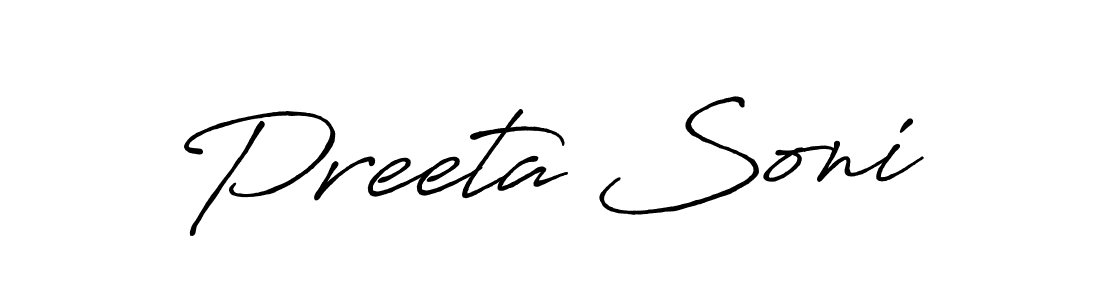 It looks lik you need a new signature style for name Preeta Soni. Design unique handwritten (Antro_Vectra_Bolder) signature with our free signature maker in just a few clicks. Preeta Soni signature style 7 images and pictures png